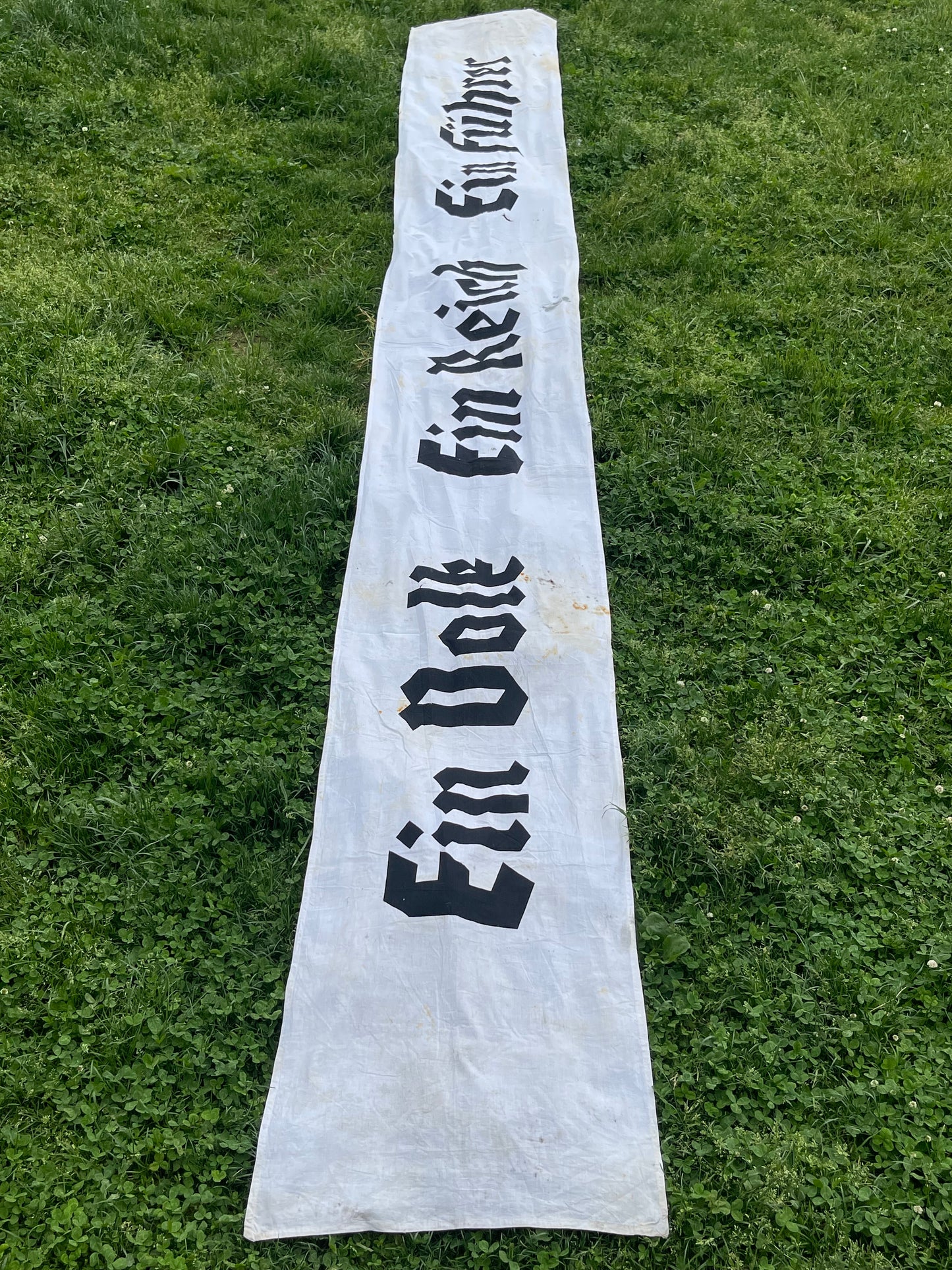 GERMAN WW2 "EIN VOLK EIN REICH EIN FUHRER" 19FTX2.5FT BUILDING FLAG/BANNER VET BRINGBACK