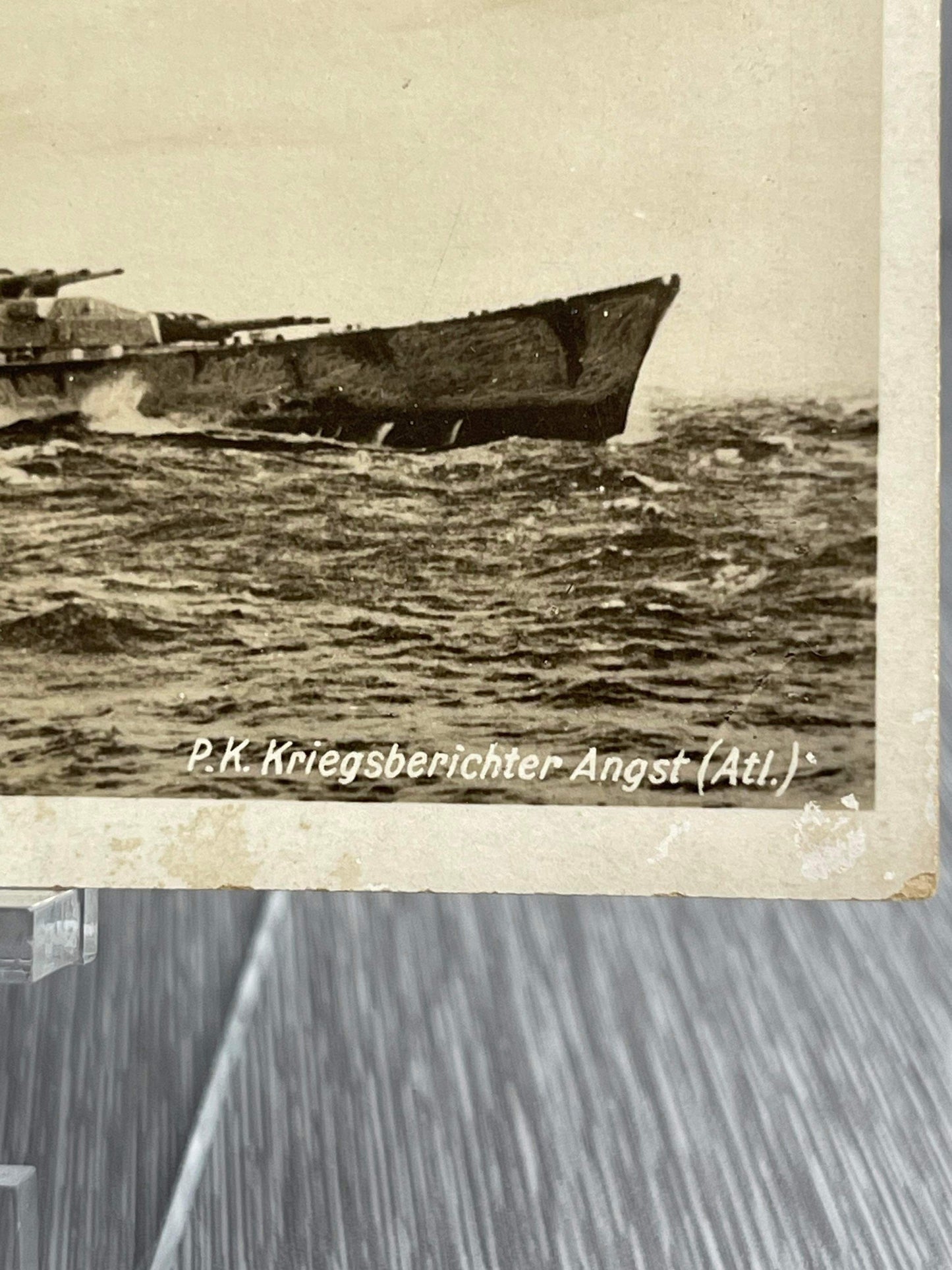 GERMAN WW2 BATTLESHIP ‘GNEISENAU’ IN HEAVY SEAS REAL PHOTO POSTCARD ‘RPPC’