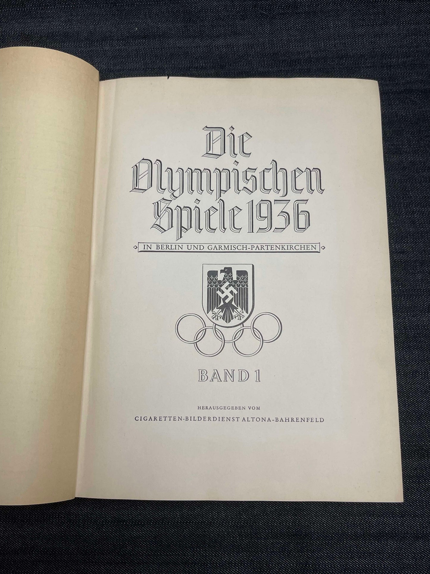 GERMAN 1936 "OLYMPIA" COMMEMORATIVE OLYMPIC GAMES BOOK WITH BW & COLOR PHOTOS VOLUME 1