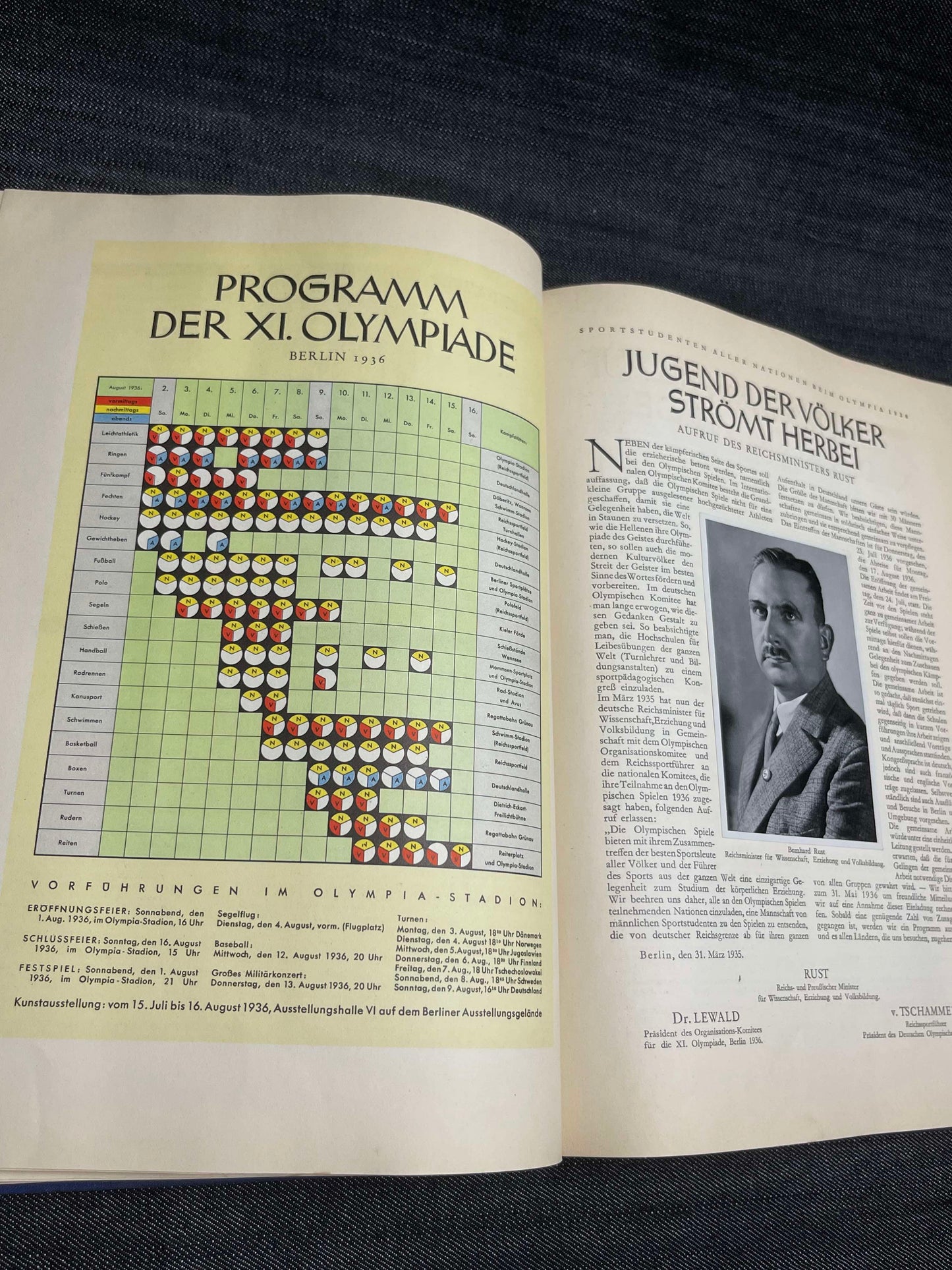 GERMAN 1936 "OLYMPIA" COMMEMORATIVE OLYMPIC GAMES BOOK WITH BW & COLOR PHOTOS VOLUME 1