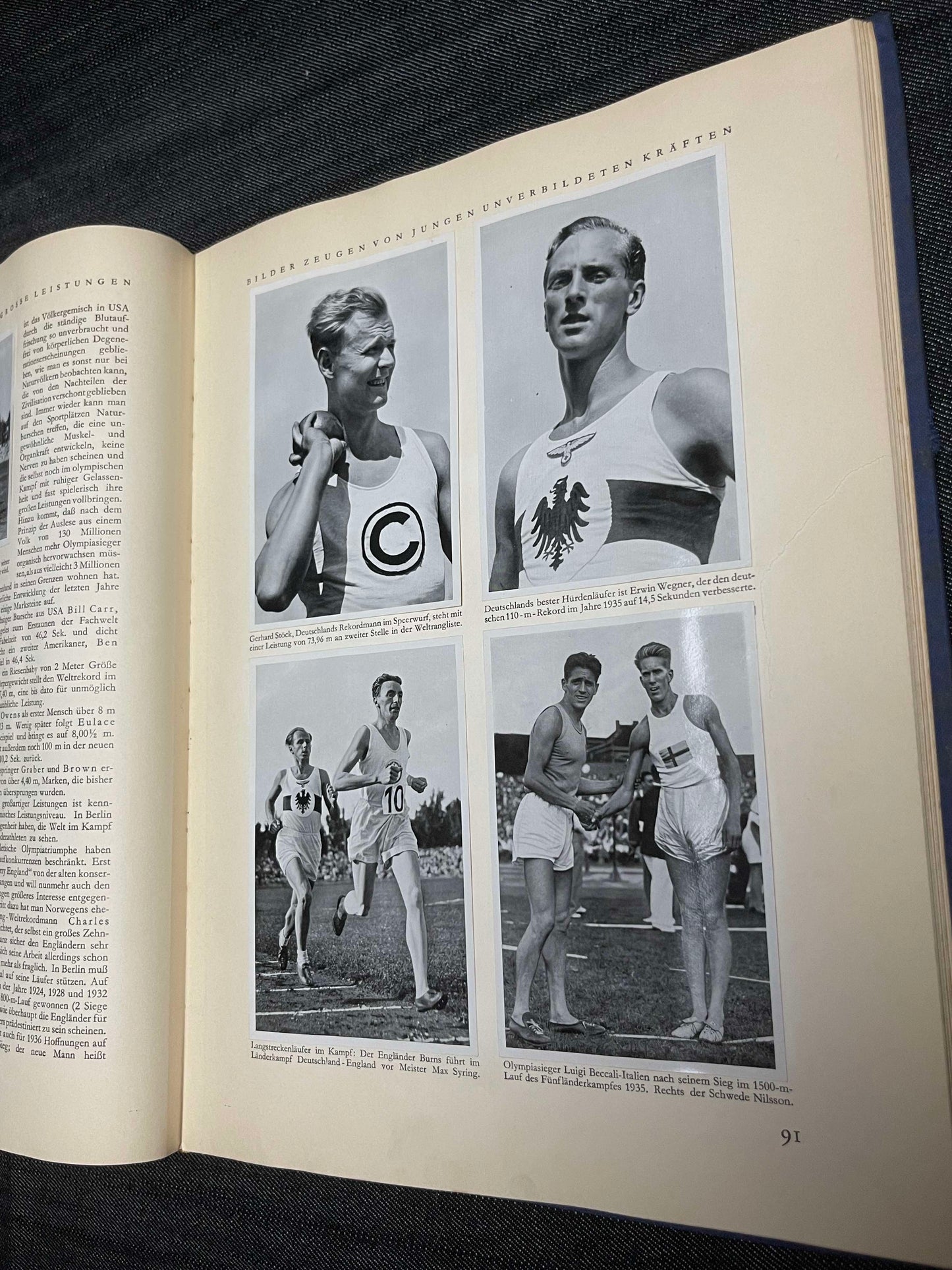 GERMAN 1936 "OLYMPIA" COMMEMORATIVE OLYMPIC GAMES BOOK WITH BW & COLOR PHOTOS VOLUME 1