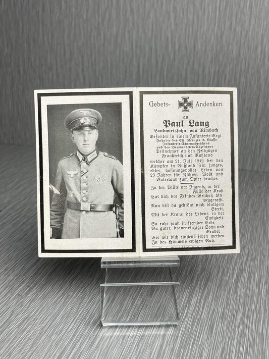 GERMAN WW2 DECORATED HEER INFANTRY OFFICER DEATH CARD FRANCE SOVIET UNION