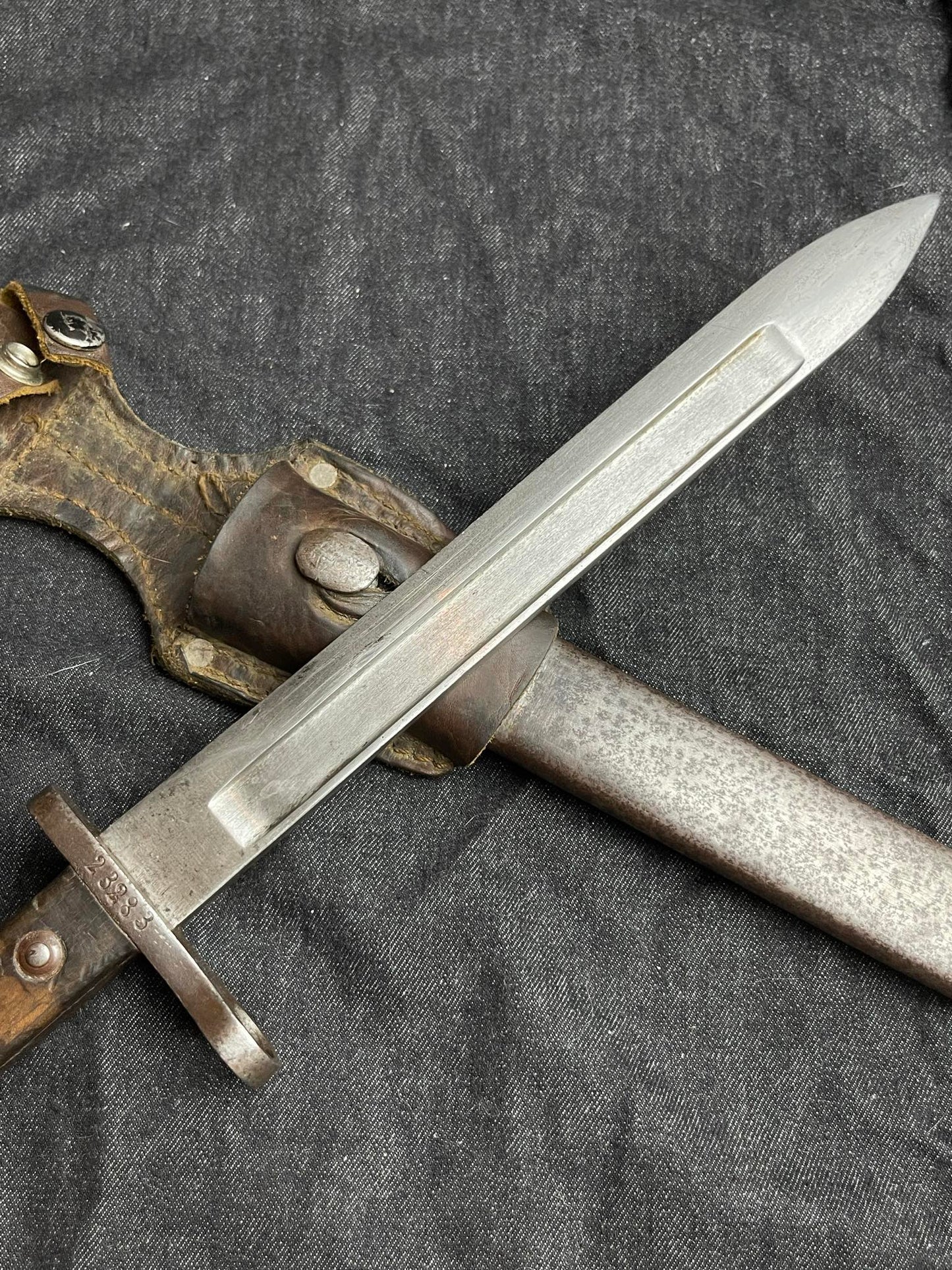 INTERESTING EARLY TURKISH ASKARI FABRIKA M1935 MAUSER BAYONET WITH FROG